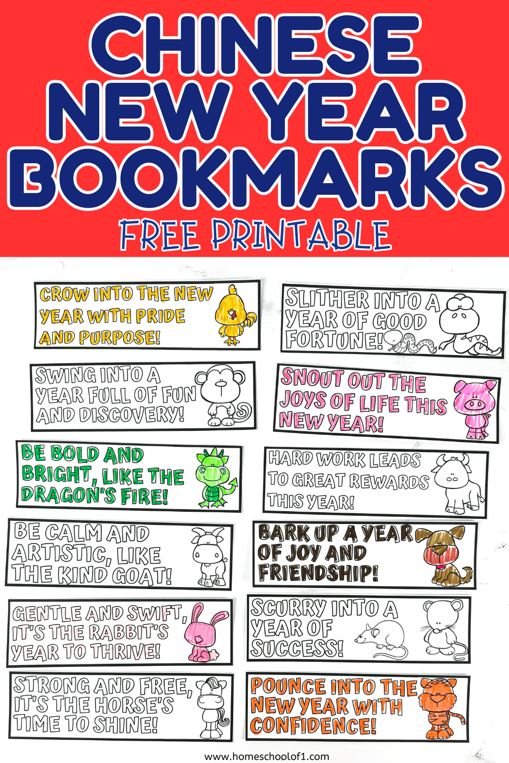 Chinese New Year Bookmark Printables
