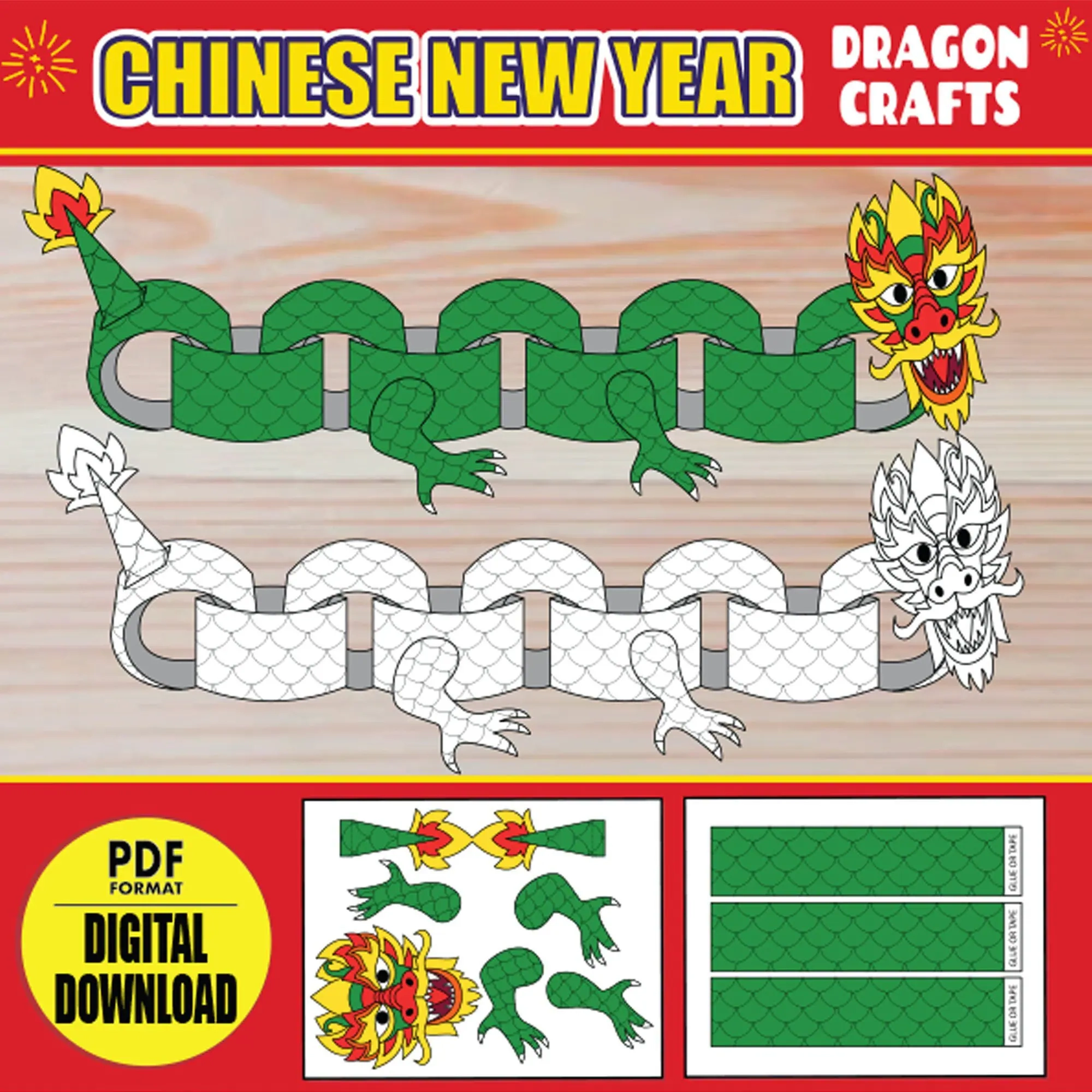 Chinese New Year Paper Dragon Printable Chinese New Year Paper Dragon Printable