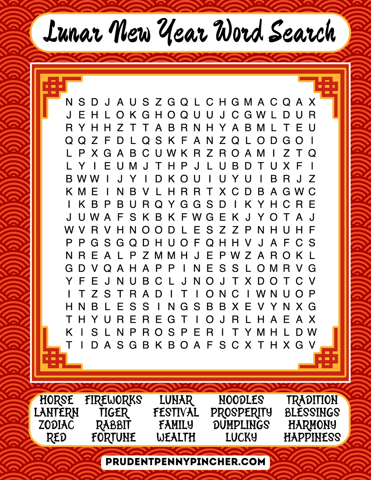 Chinese New Year Word Search Chinese New Year Word Search