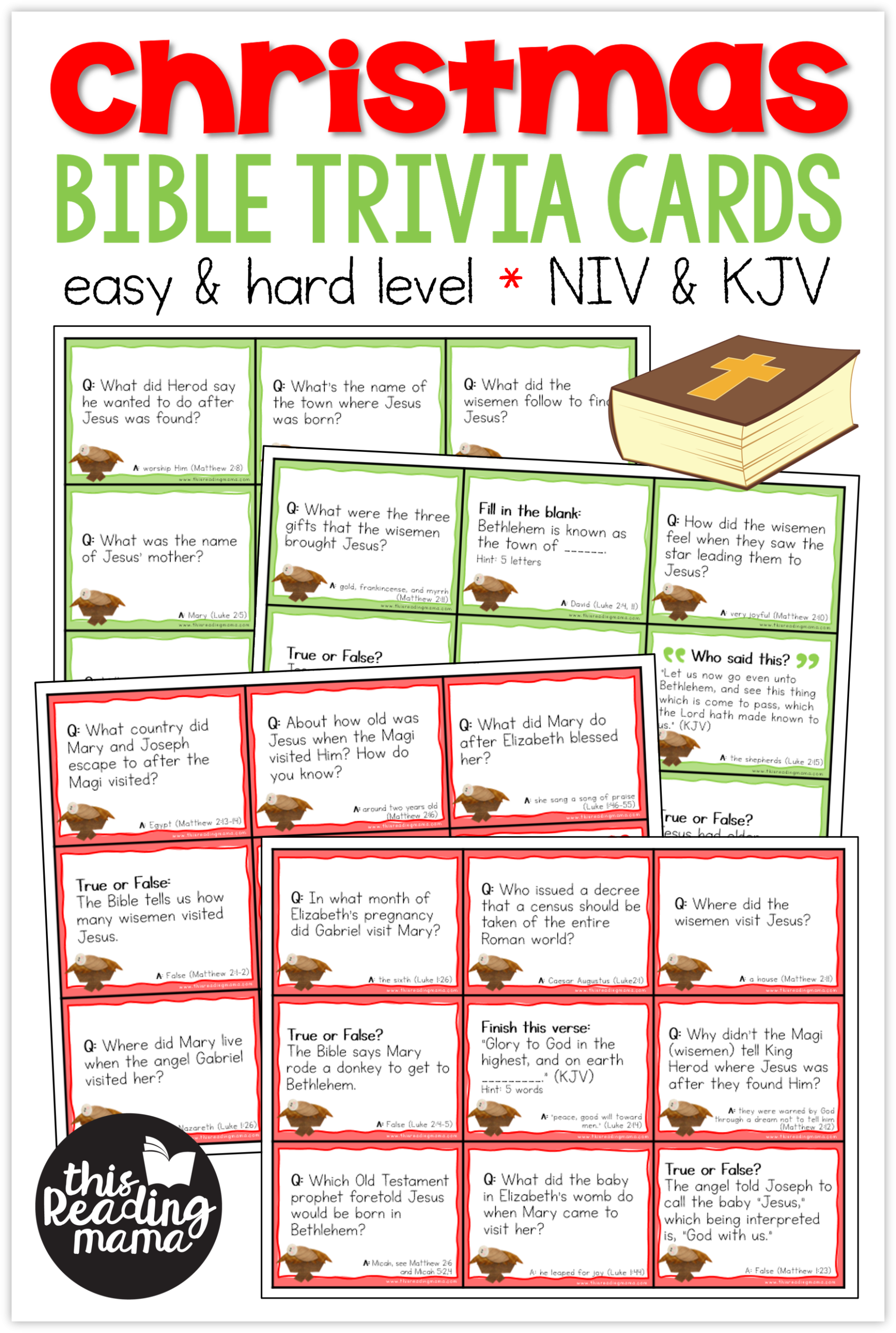 Christmas Bible Trivia Cards