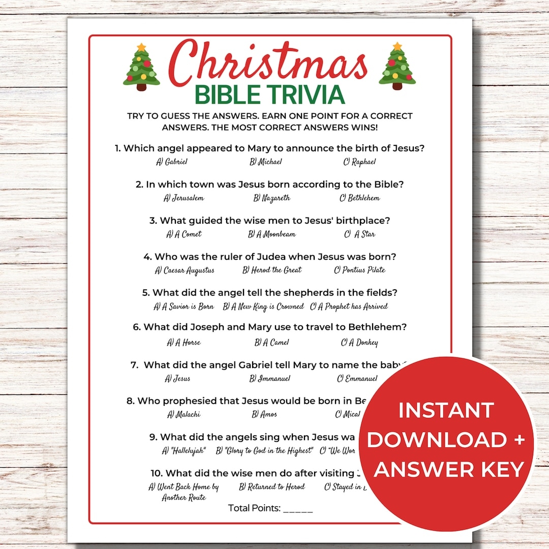 Christmas Bible Trivia Game Printable