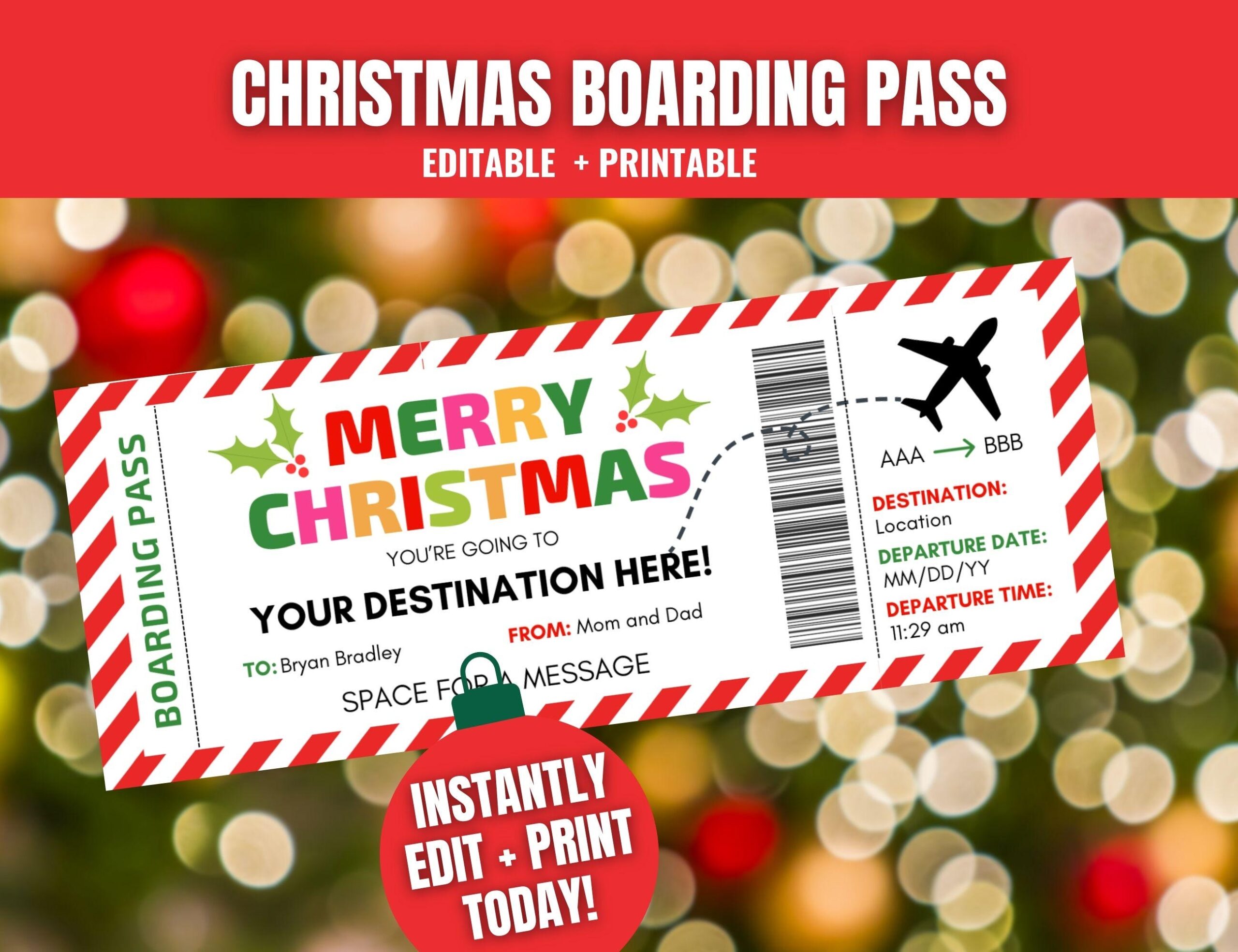 Christmas Boarding Pass Template