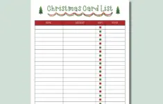 Christmas Card List Printable Checklist