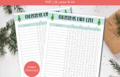 Christmas Card List Printable Christmas