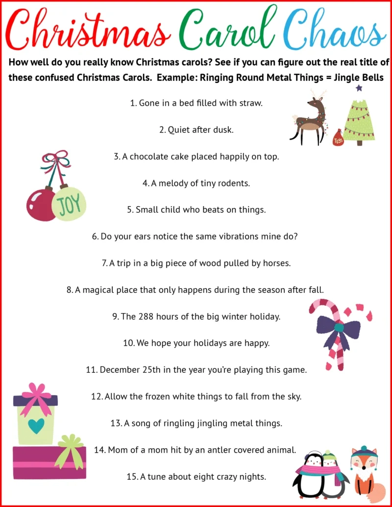 Christmas Carol Unscramble Christmas Carol Unscramble
