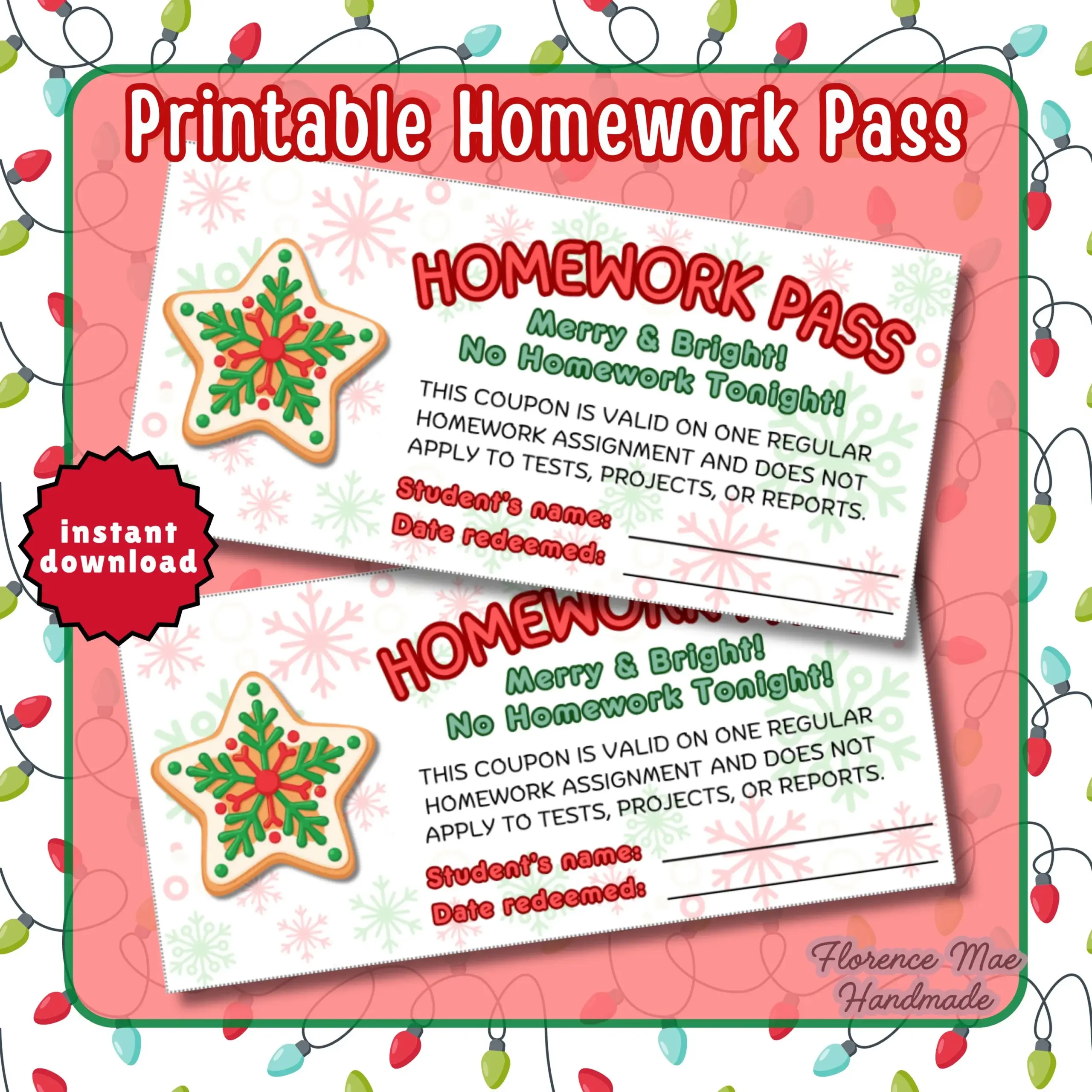 Christmas Classroom Printable Homework