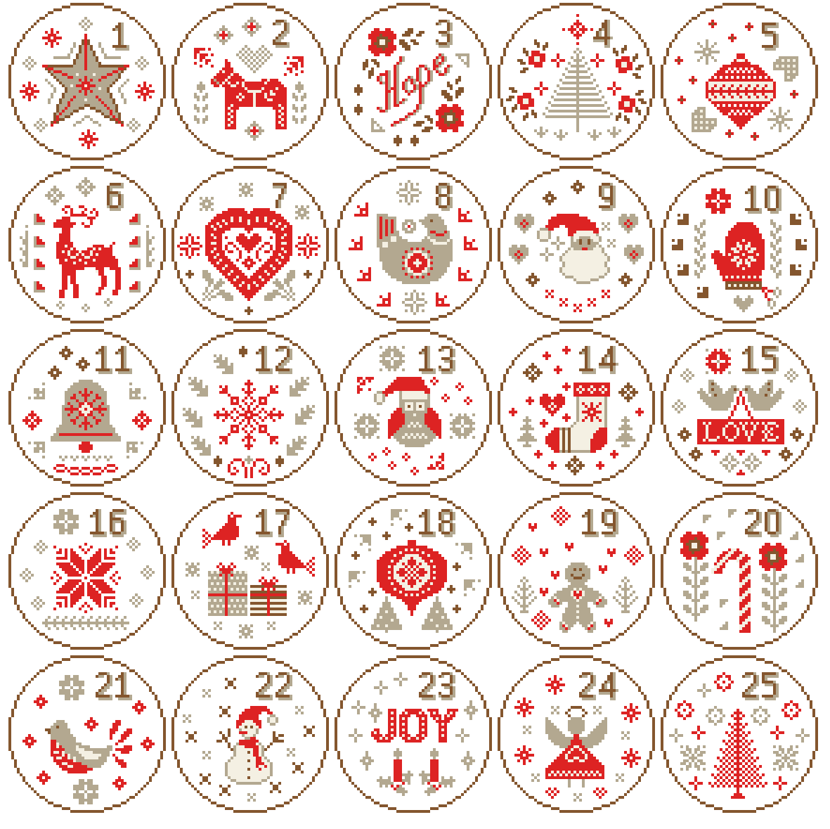Christmas Cross Stitch Pattern Nordic Christmas Sampler Cross Stitch Scandinavian Christmas Cross Stitch Ornaments Cross Stitch Circles