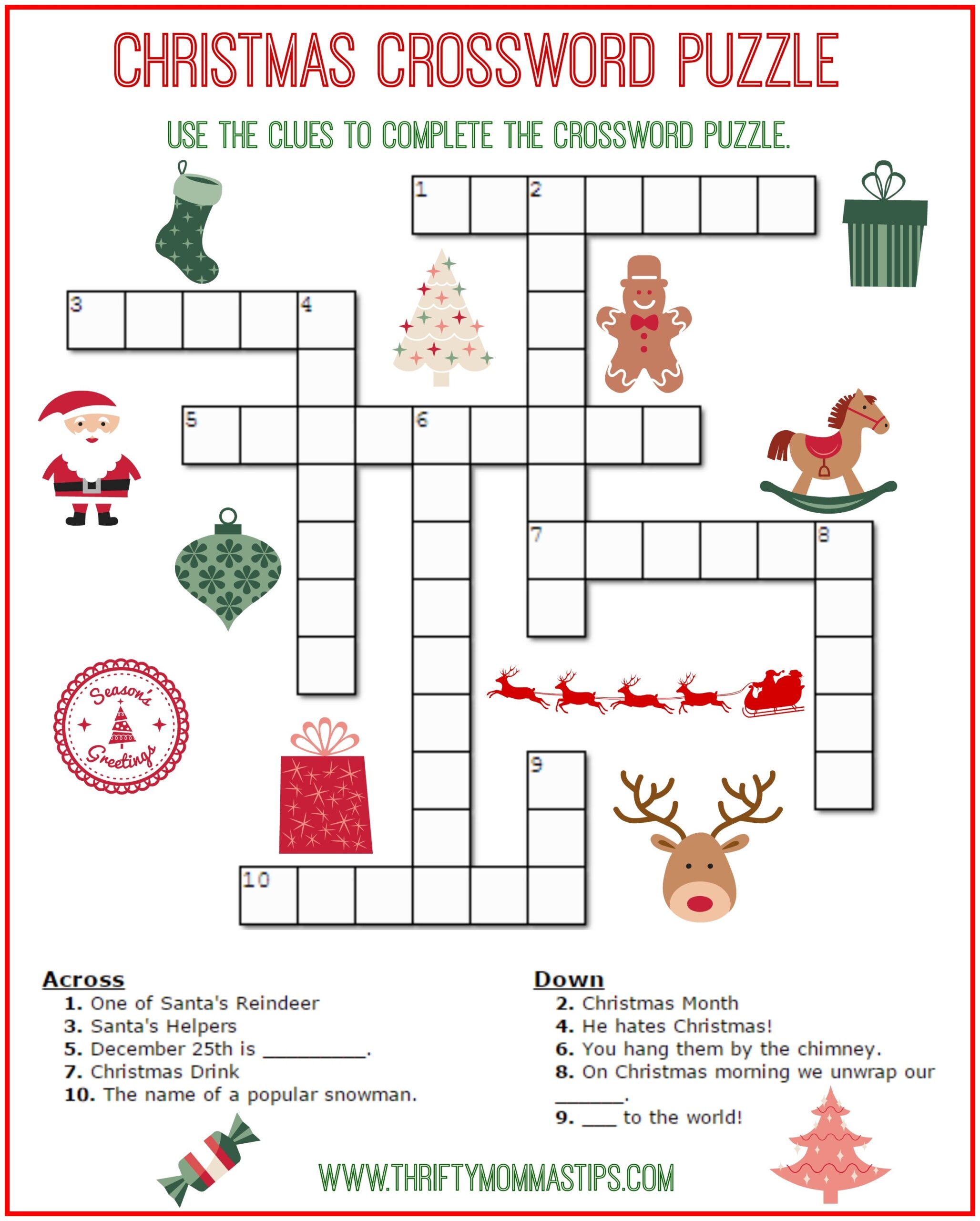 Christmas Crossword Puzzle Free Printable Christmas Crossword Puzzle Free Printable