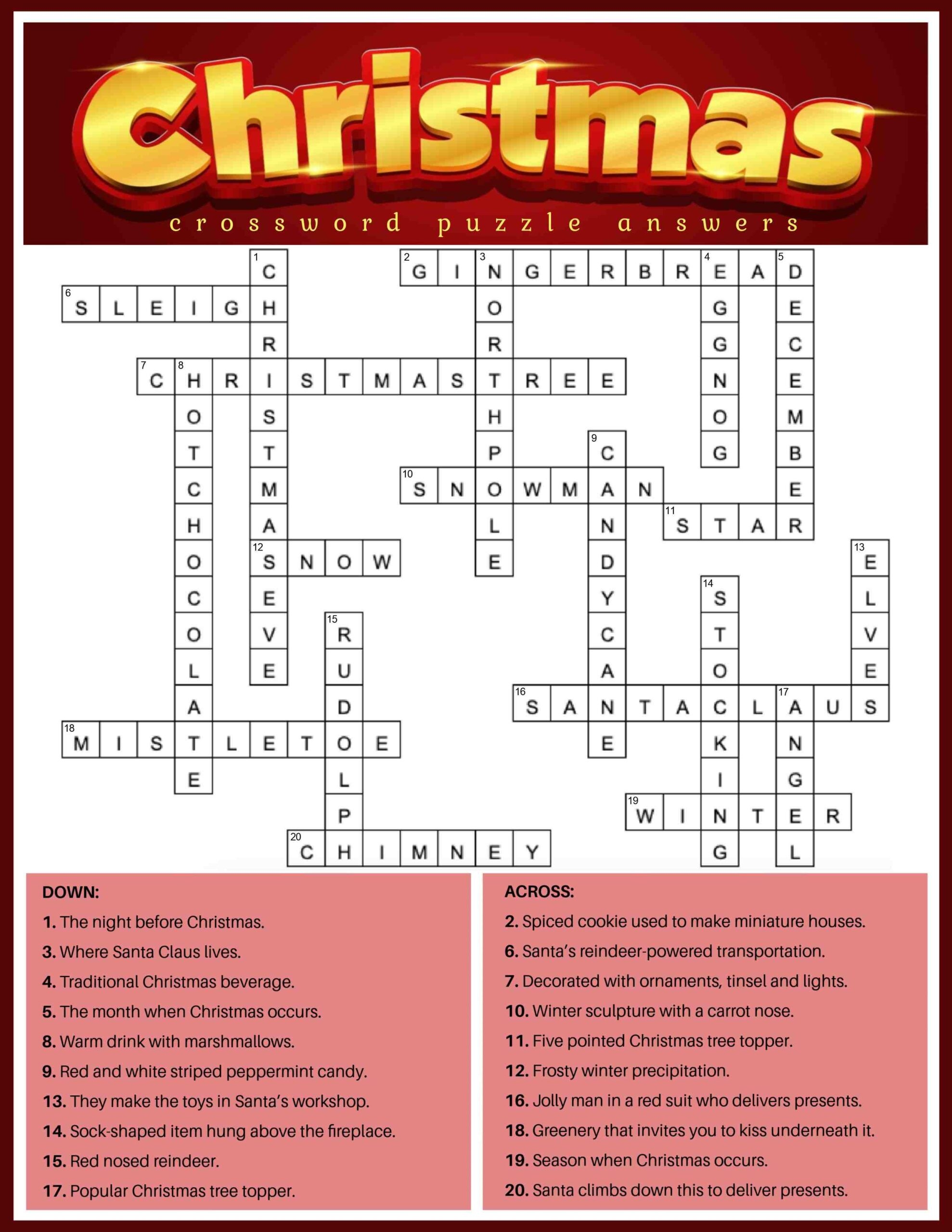 Christmas Crossword Puzzle Christmas Crossword Puzzle