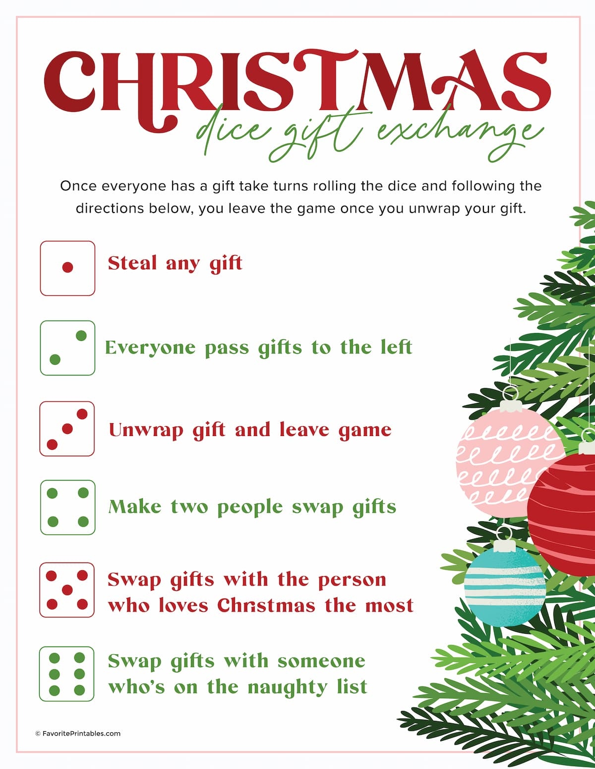 Christmas Dice Game Christmas Dice Game