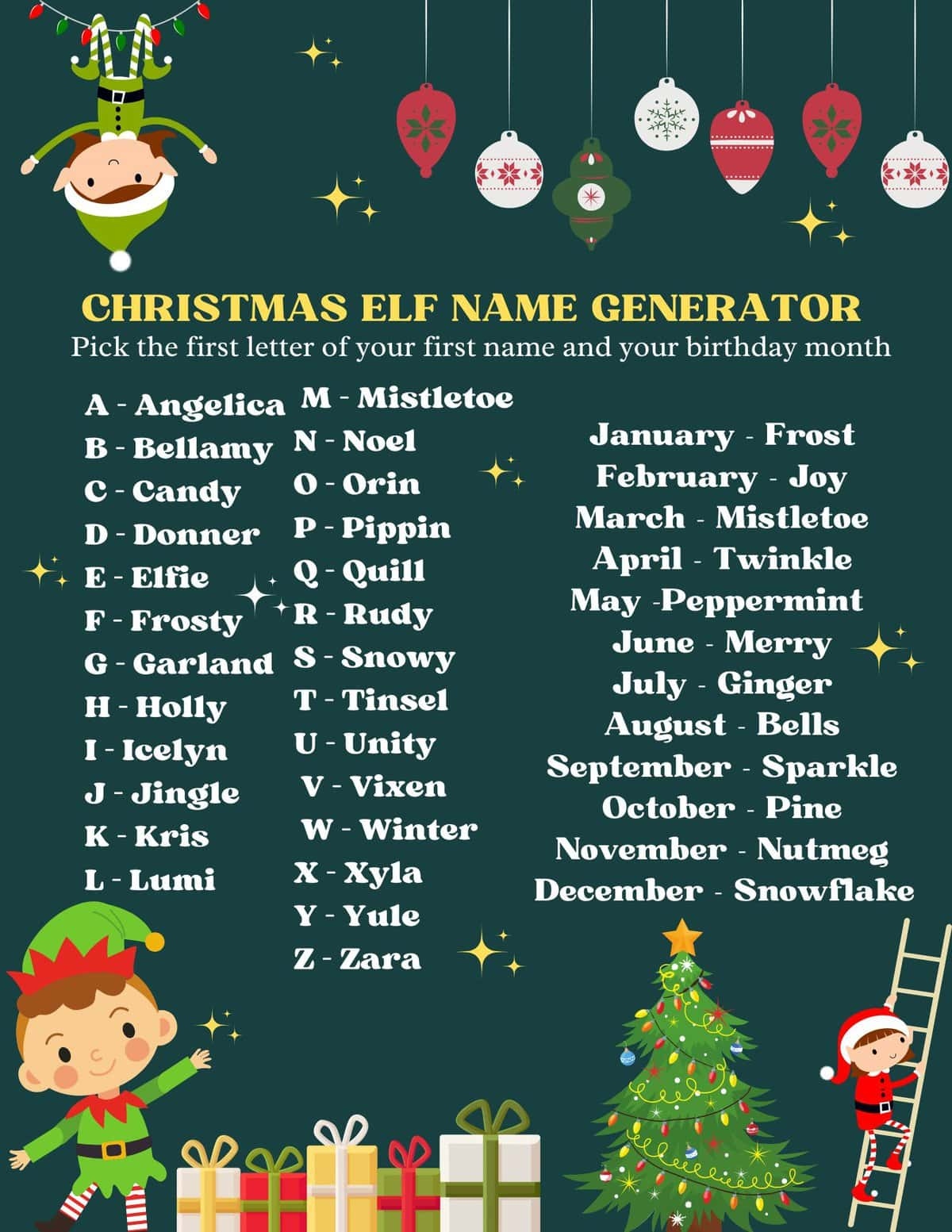 Christmas Elf Name Generator Printable Christmas Elf Name Generator Printable