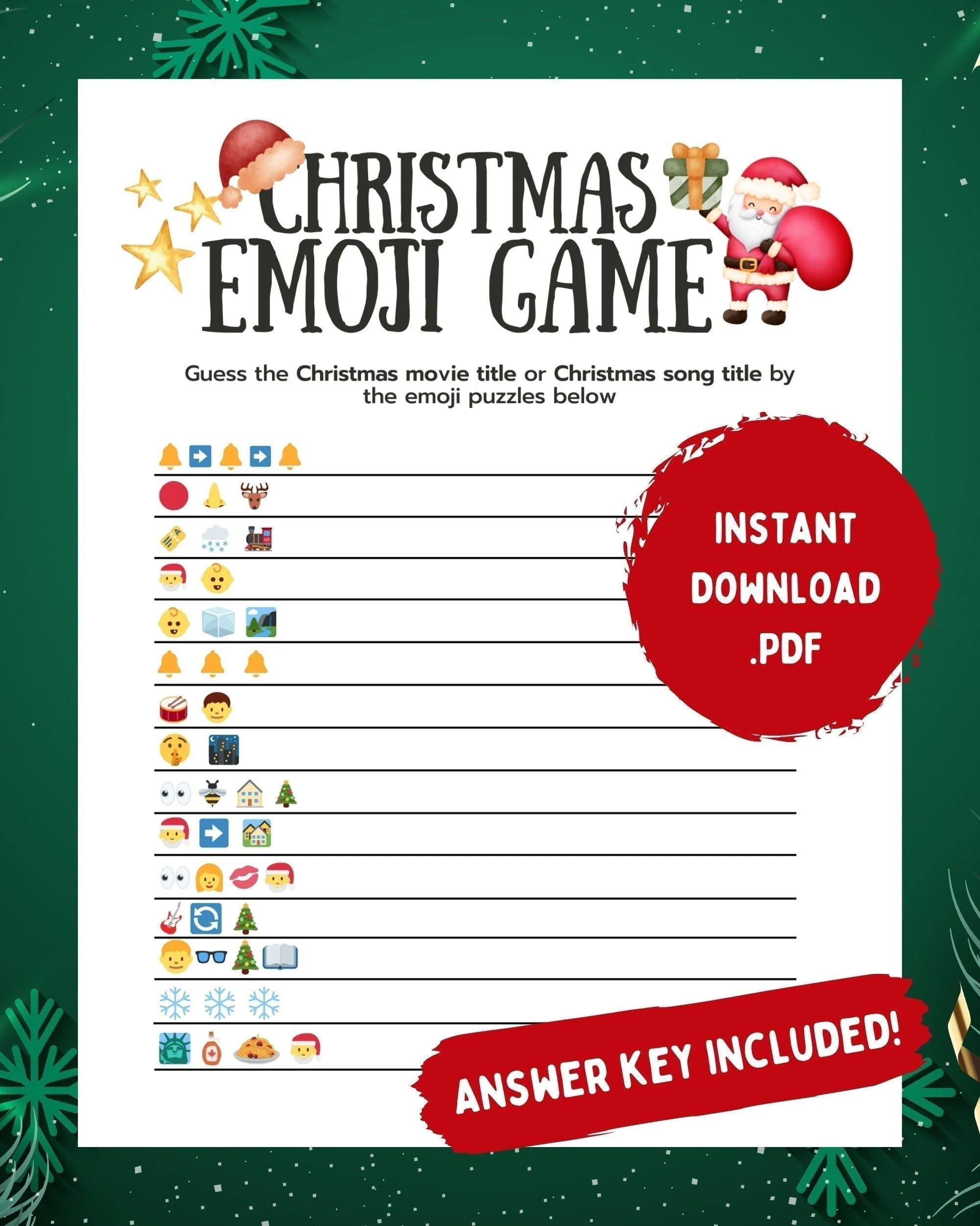 Christmas Emoji Game Printable Xmas