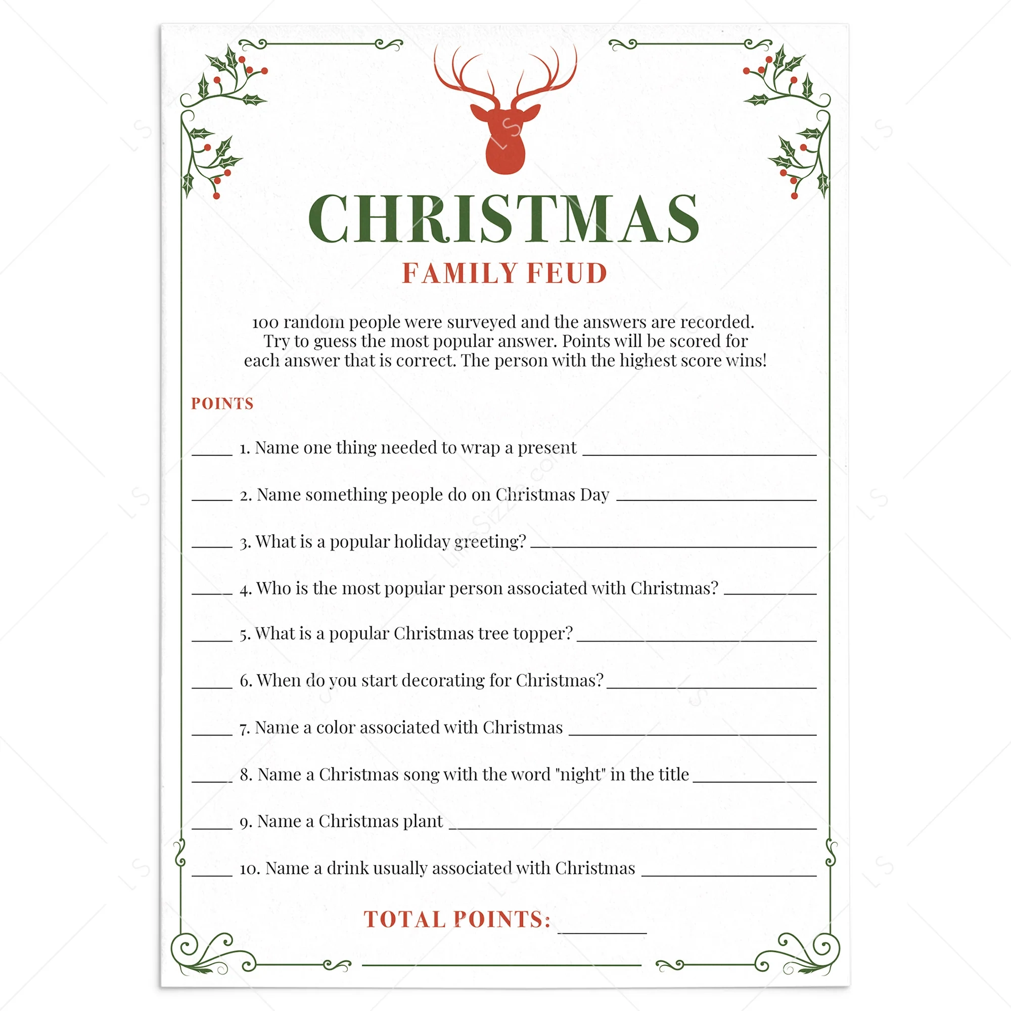printable christmas family feud questions printable christmas family feud questions