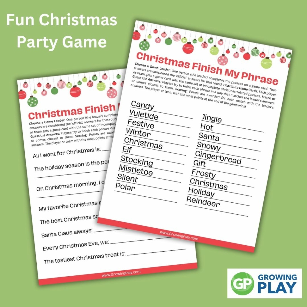Christmas Finish My Phrase Free Printable
