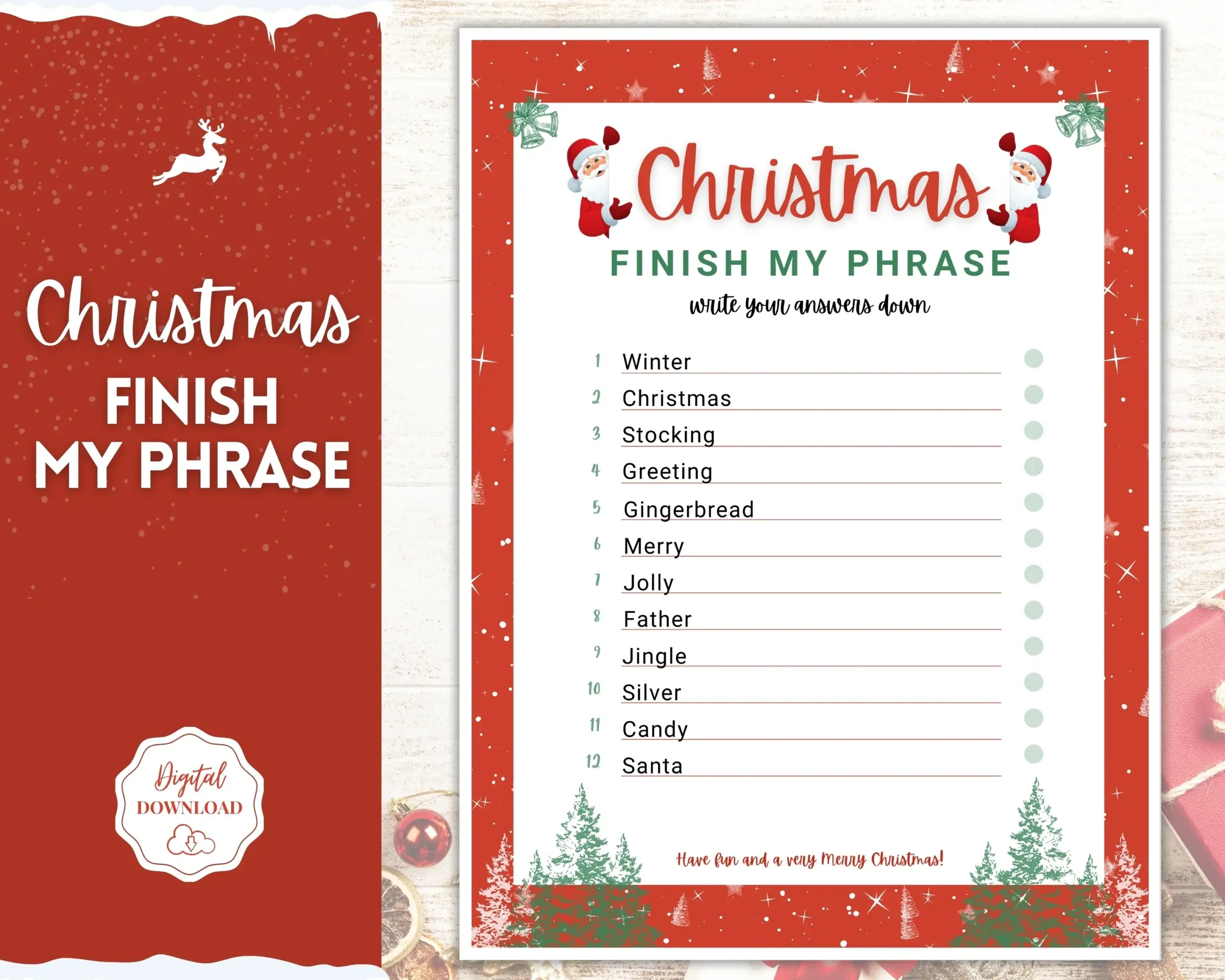 finish my christmas phrase free printable