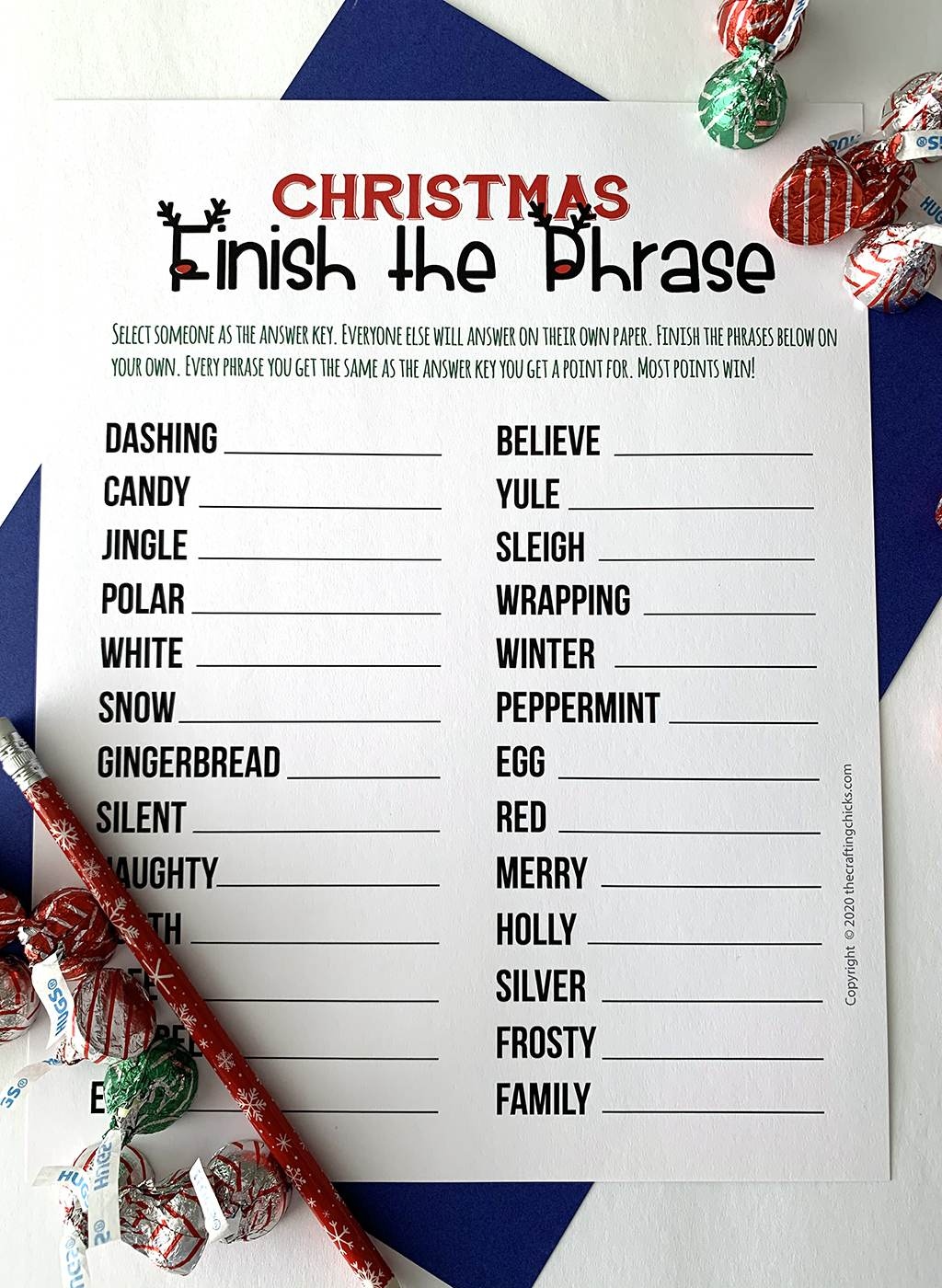 Christmas Finish The Phrase Printable Game