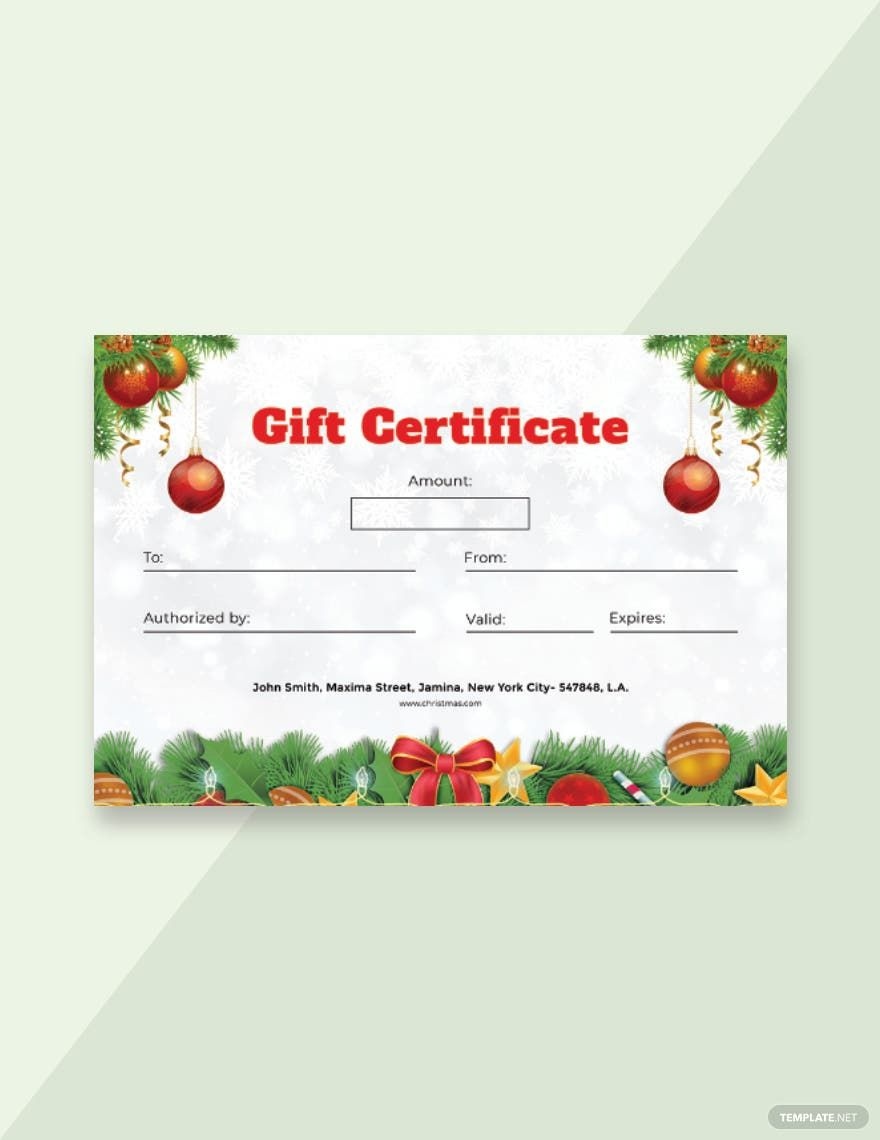 Christmas Gift Certificate Christmas Gift Certificate