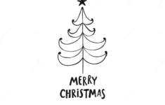 Christmas Greeting Card White Background Black White Vector Illustration Christmas Card Template Hand Drawn New Year Image127824200