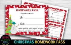 Christmas Homework Pass Holiday Passes
