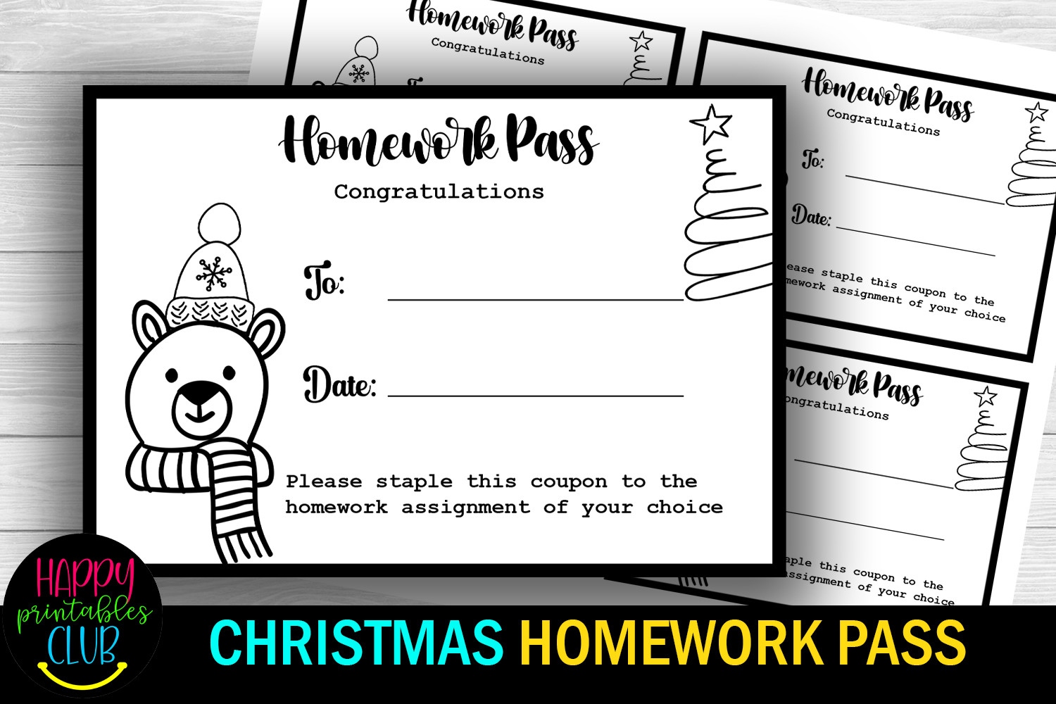 Christmas Homework Pass Holiday Passes 6