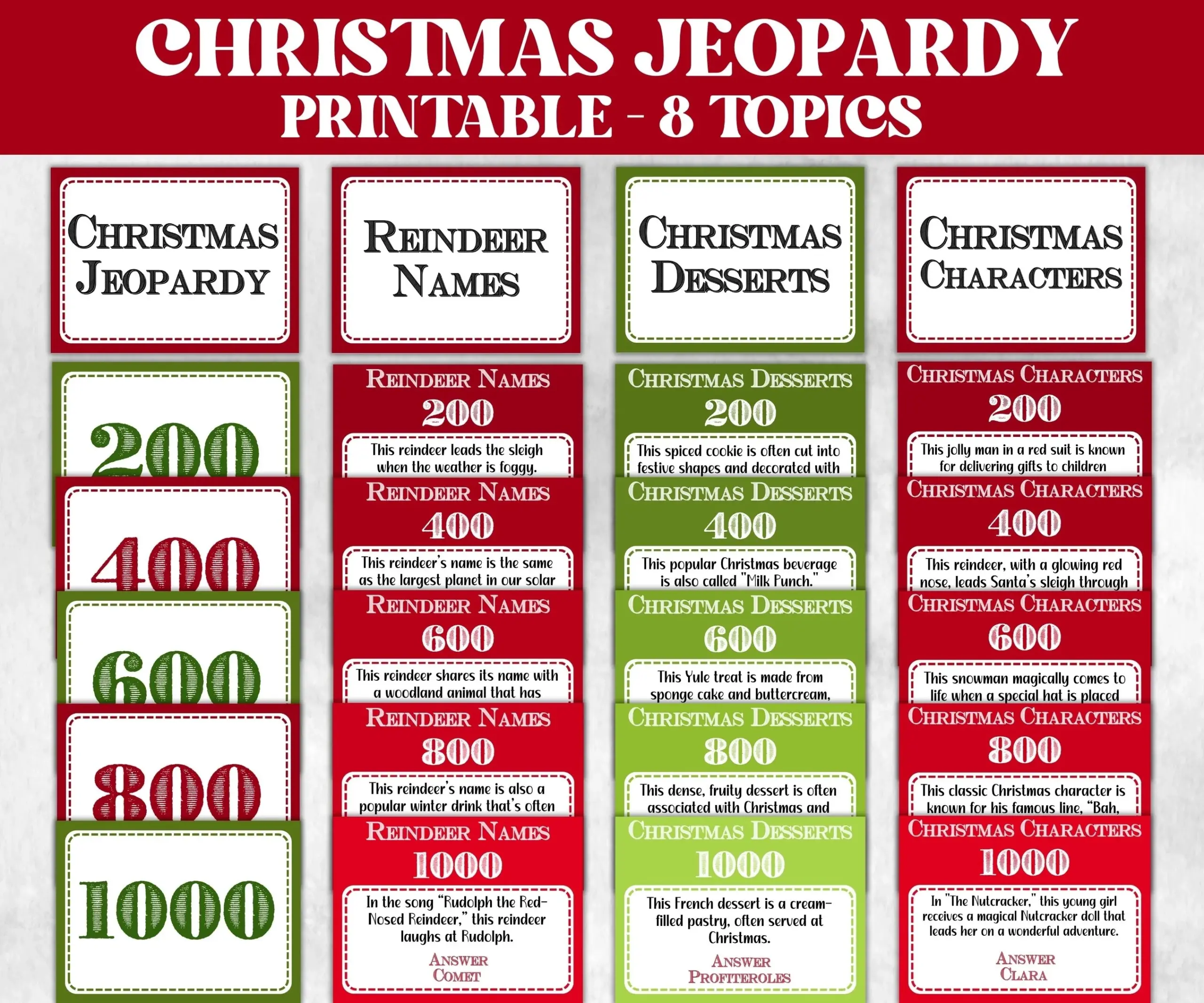 Christmas Jeopardy Game Printable 56039