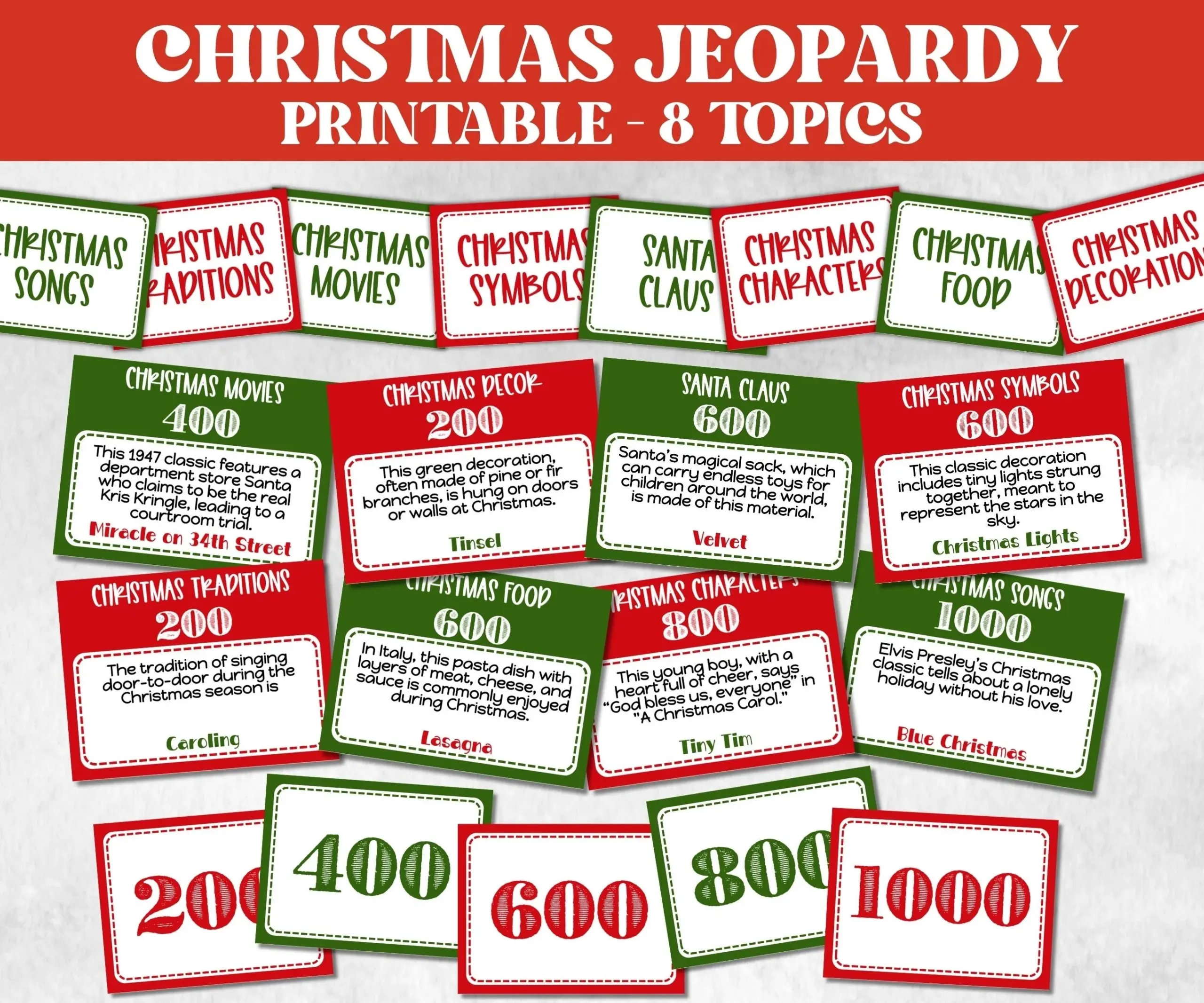 Christmas Jeoparty Game Printable 58826 Christmas Jeoparty Game Printable 58826