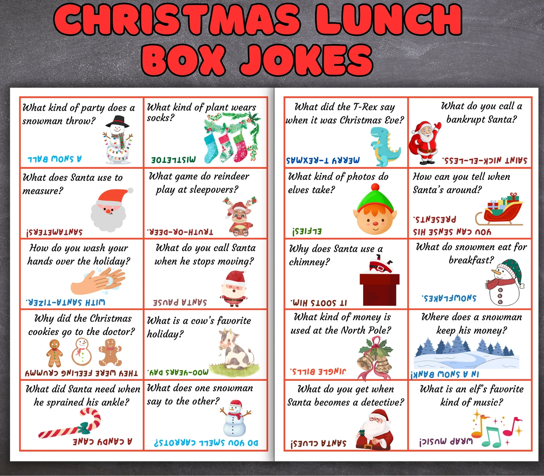 Christmas Lunch Box Jokes Printable Christmas Lunch Box Jokes Printable