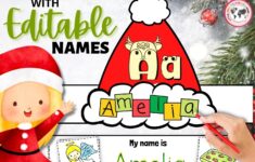 Christmas Name Craft Name Tracing Editable Santa Name Hat