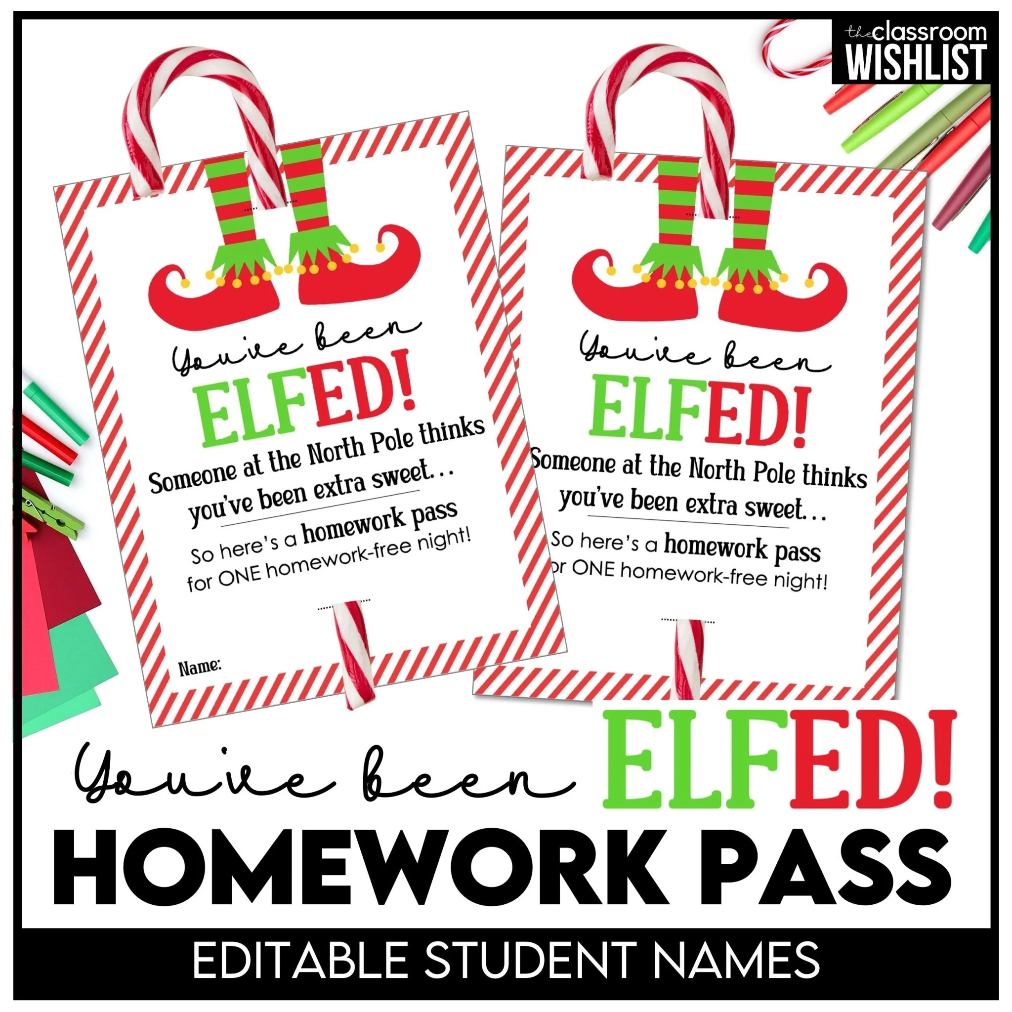 printable christmas homework pass
