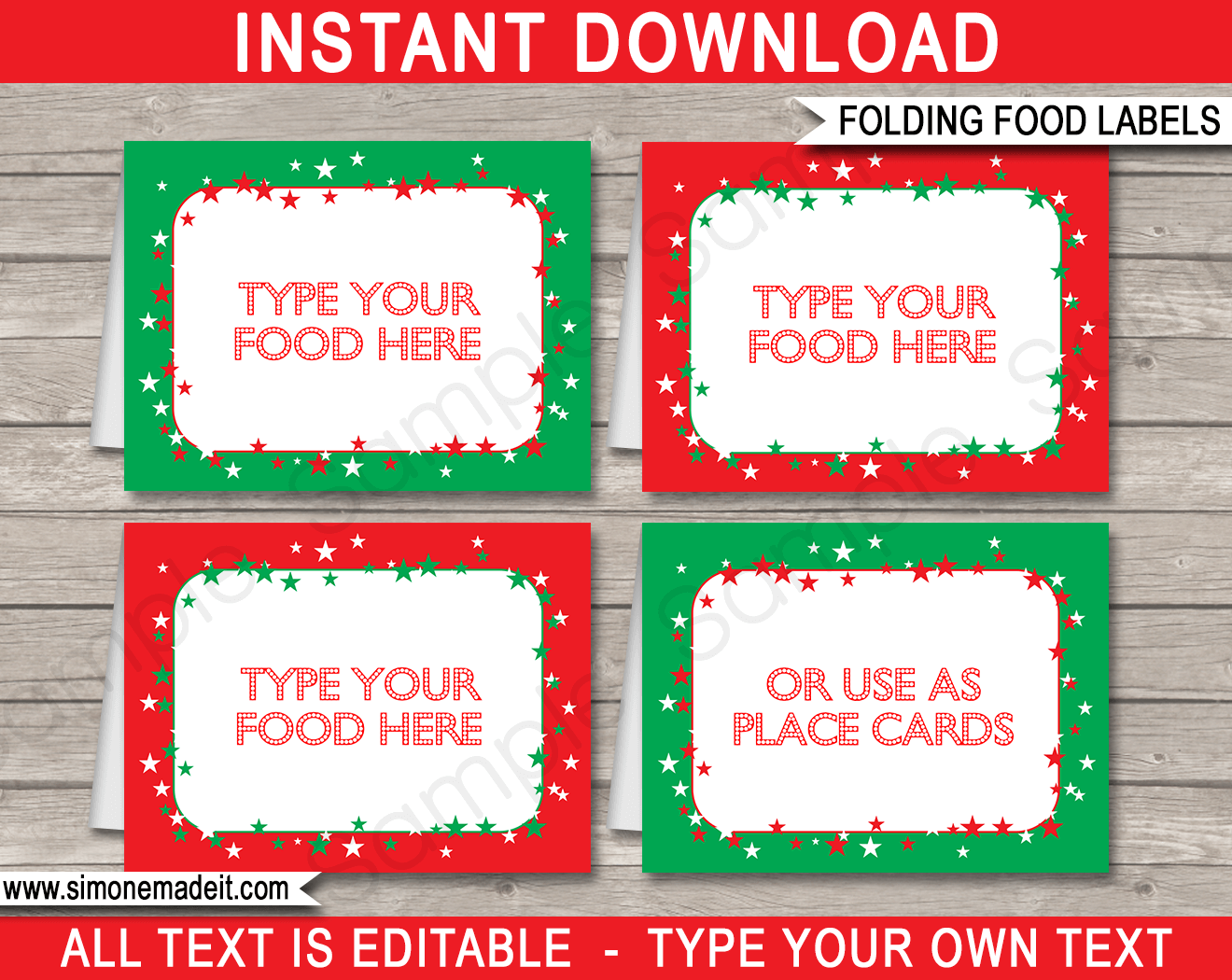 Christmas Party Food Labels Christmas Party Food Labels