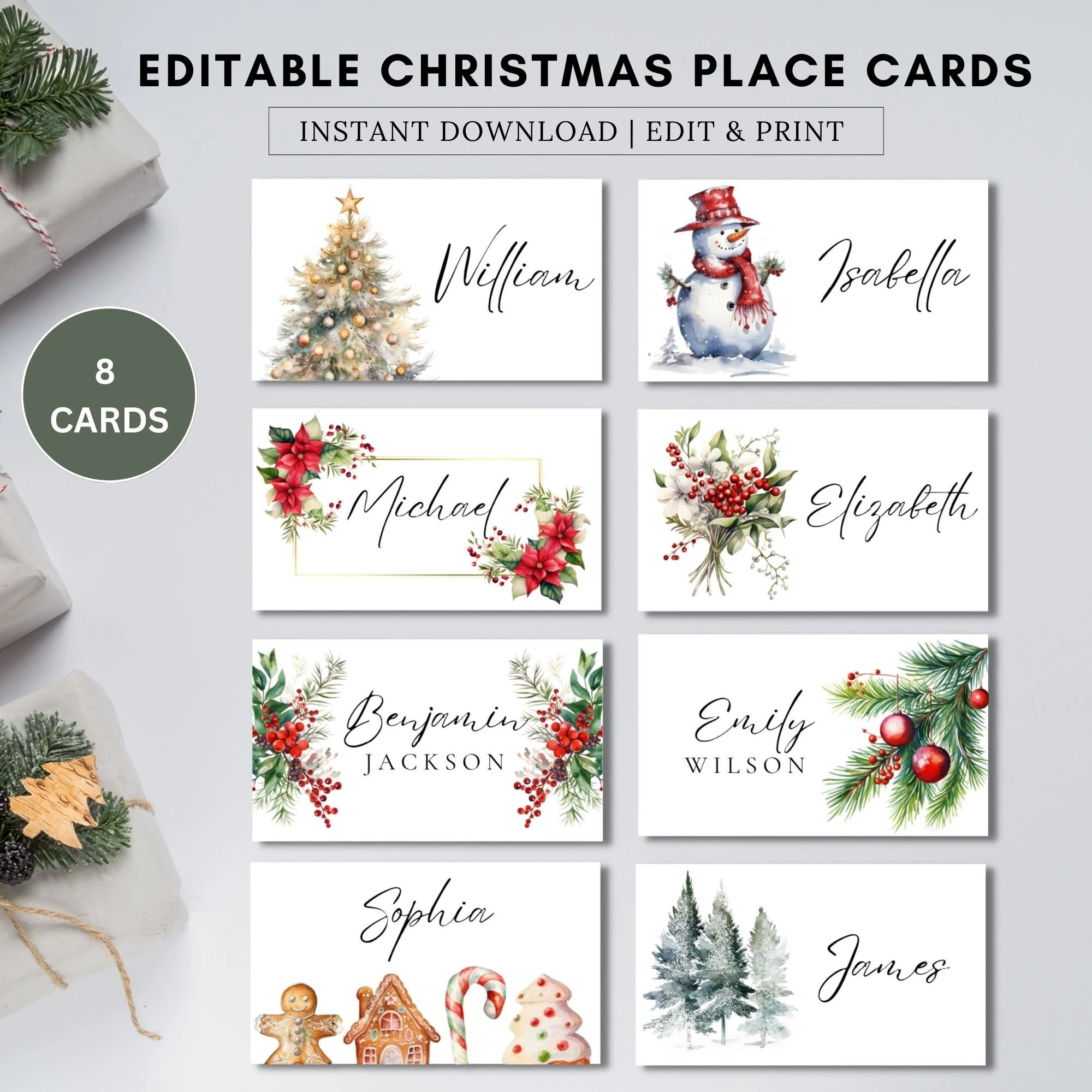 christmas table name cards free printable christmas table name cards free printable