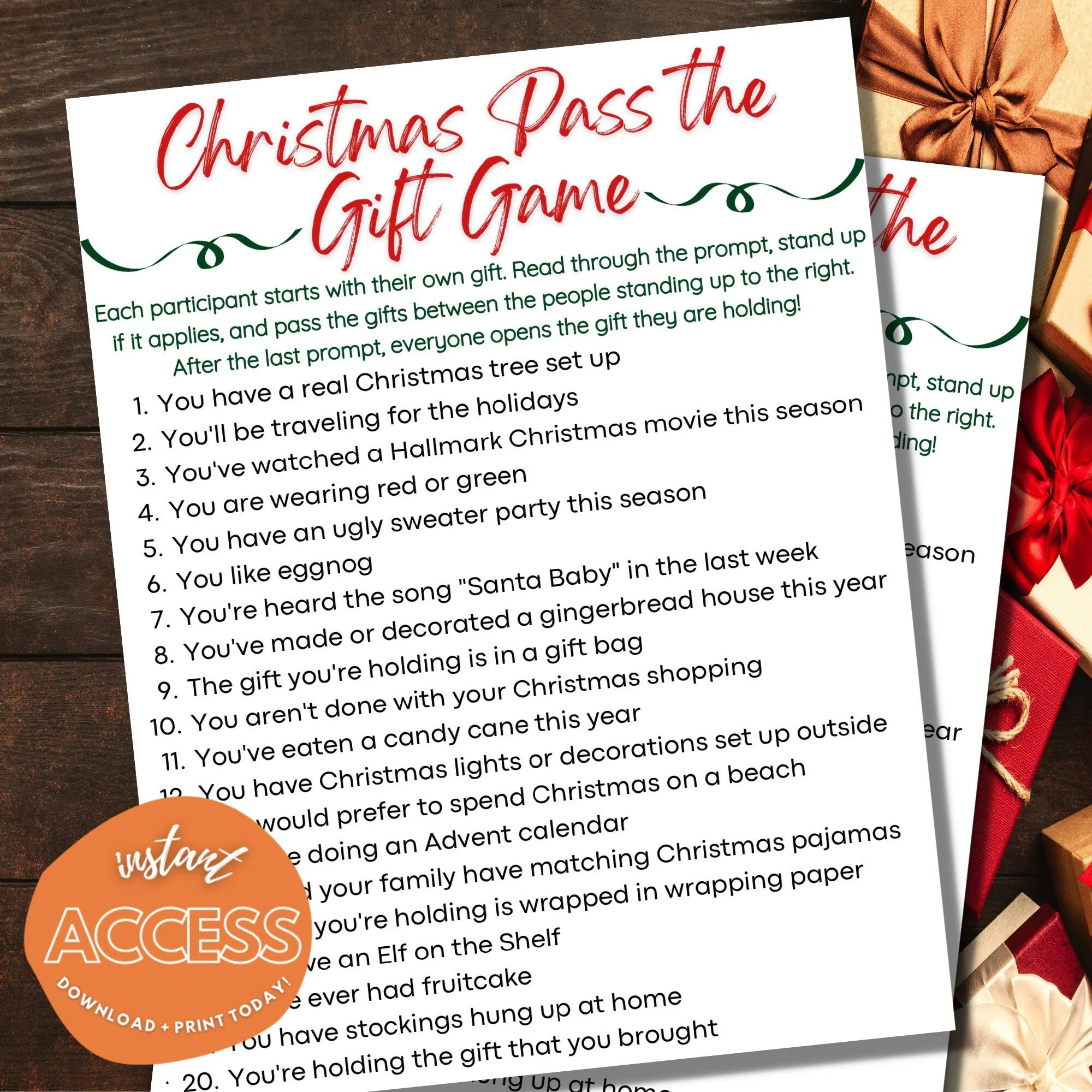 Christmas Pass The Gift Game Instant