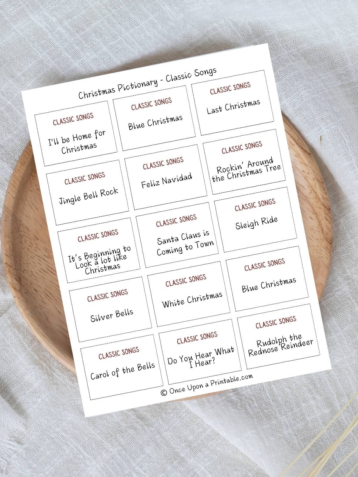 Christmas Pictionary Themed Word Lists