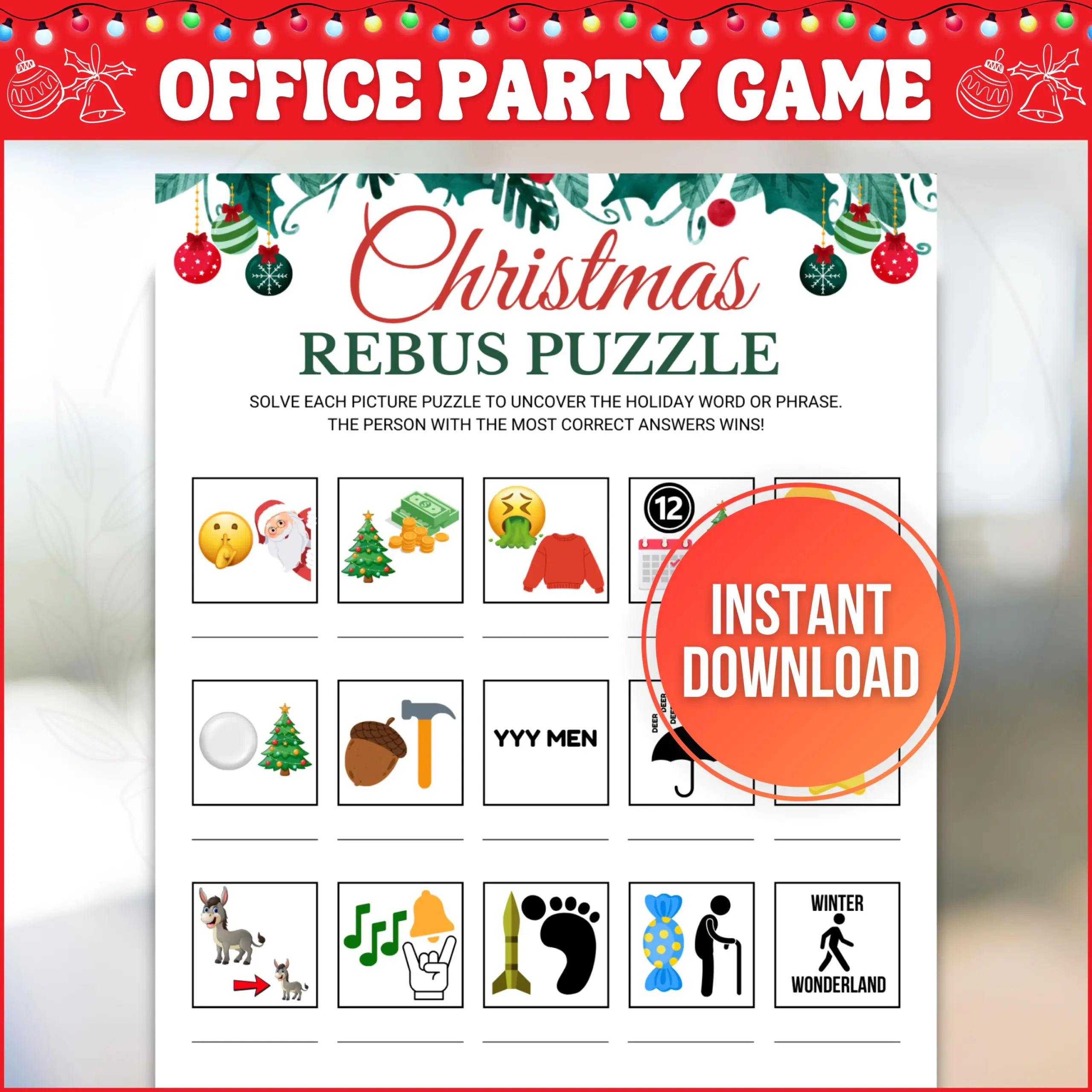 Christmas Rebus Game Printable Rebus