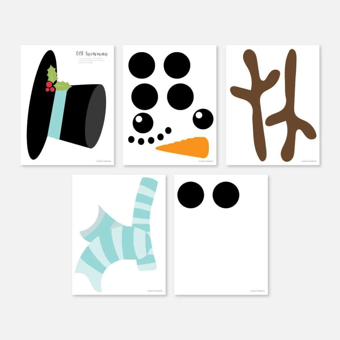 Christmas Snowman Pieces Template