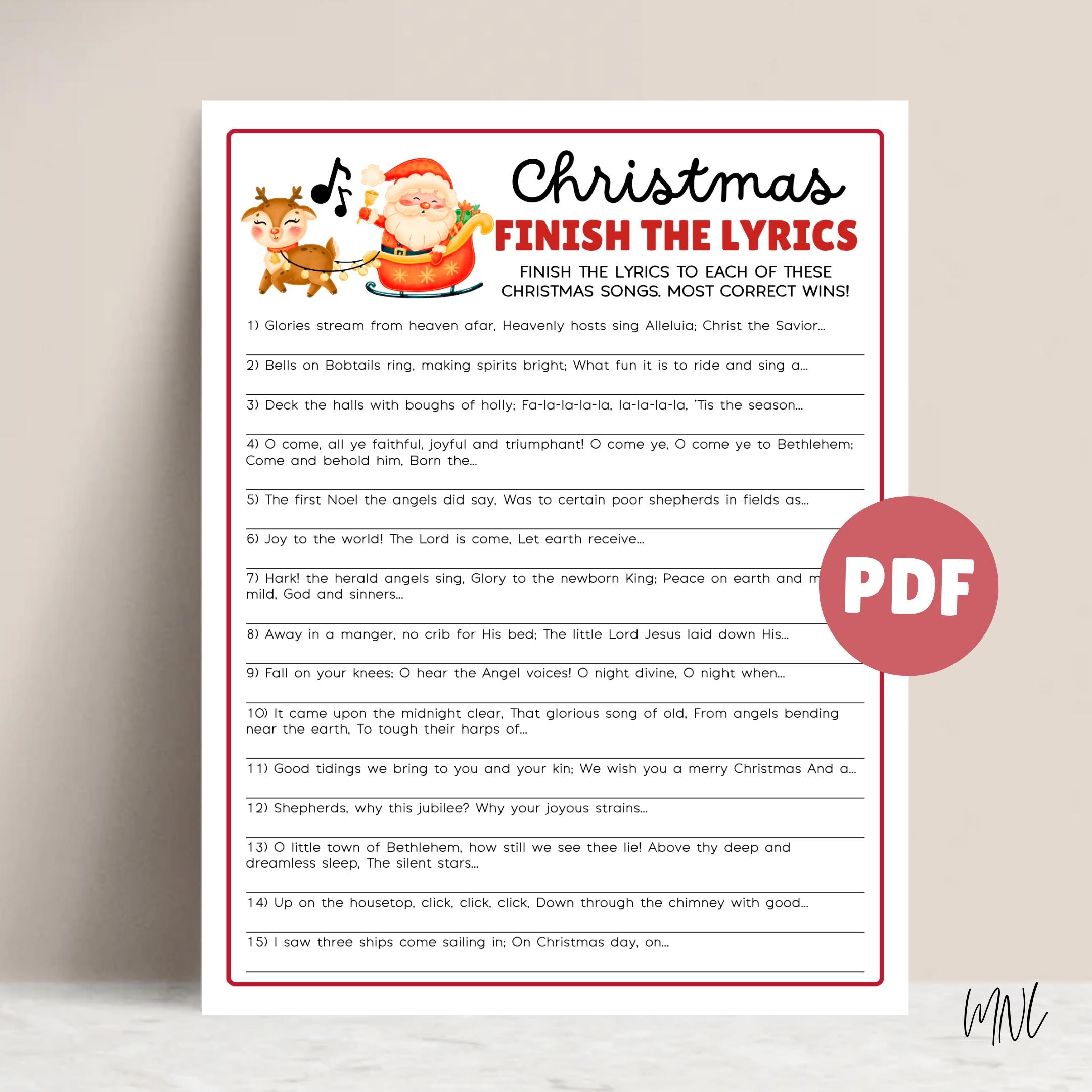 Christmas Song Game Finish The Lyrics