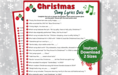 Christmas Song Lyrics Quiz Printable