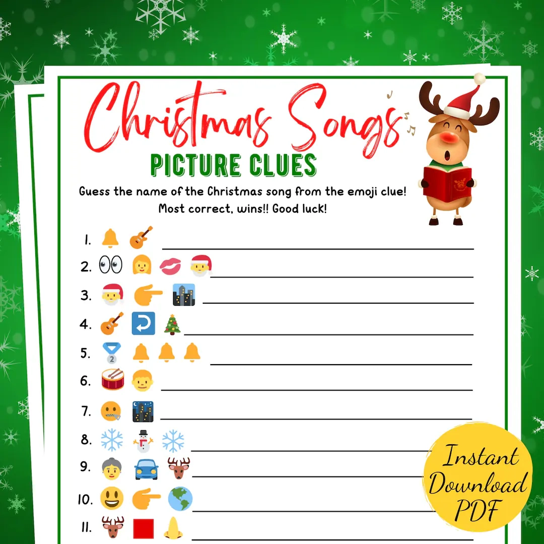 Christmas Song Picture Clues Game