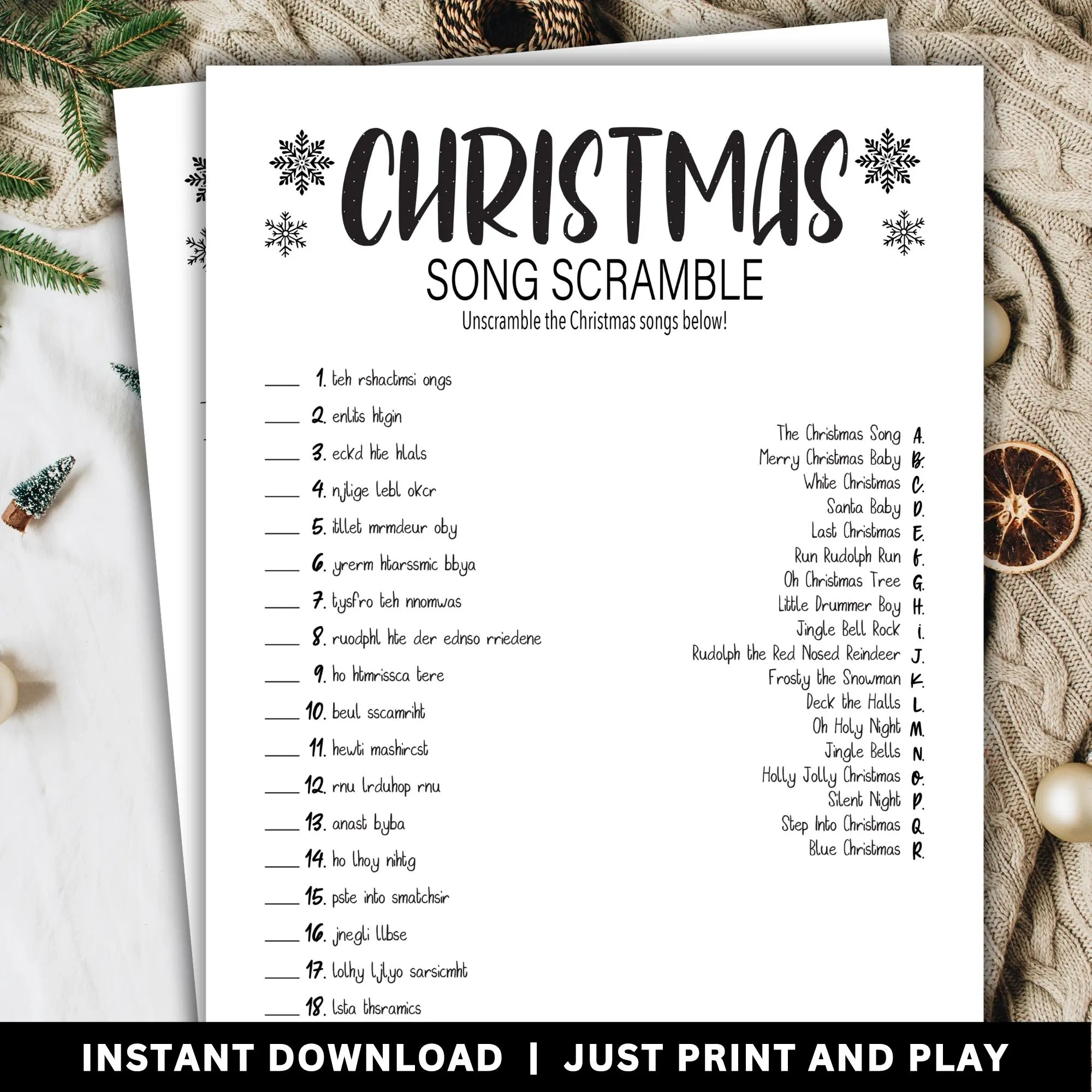 Christmas Song Scramble Game Christmas Christmas Song Scramble Game Christmas