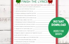 Christmas Song Trivia Game Finish The