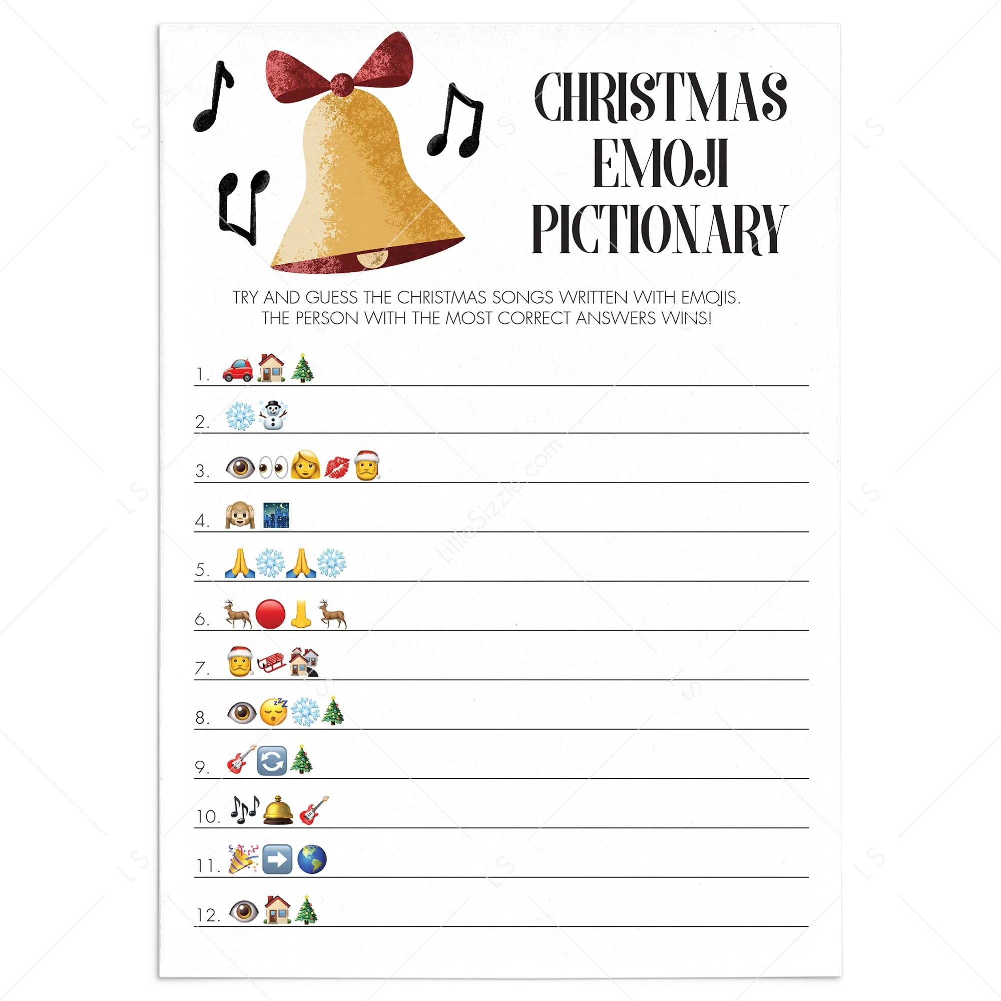 Free Printable Christmas Song Picture Game