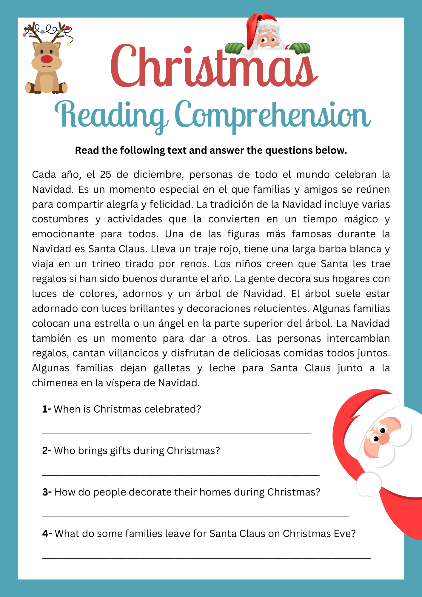 Christmas Spanish Worksheet Activity Pack For Young Learners Christmas Spanish Worksheet Activity Pack For Young Learners