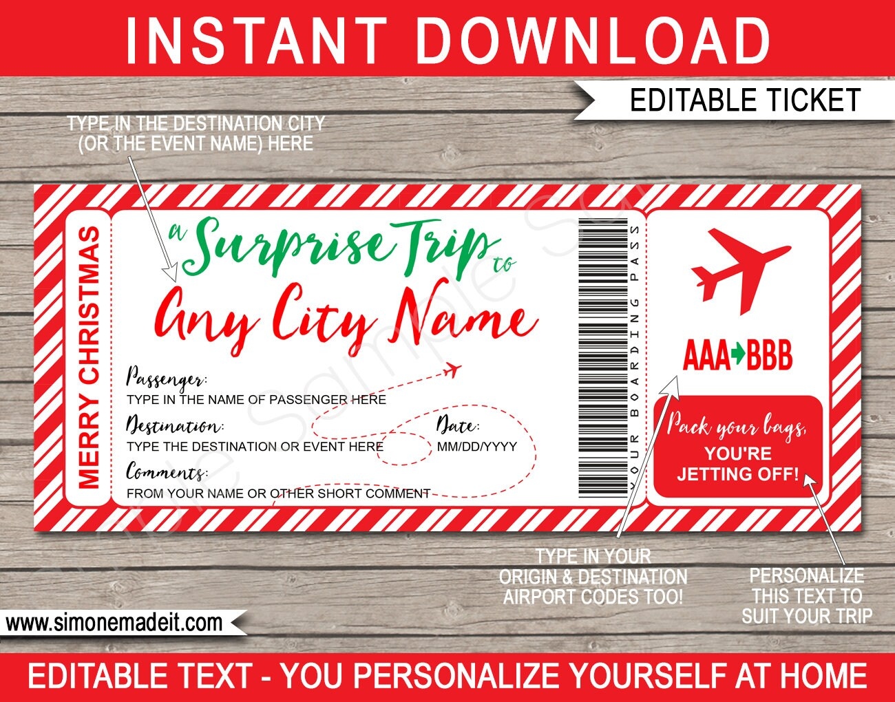 Christmas Surprise Trip Boarding Pass Christmas Surprise Trip Boarding Pass