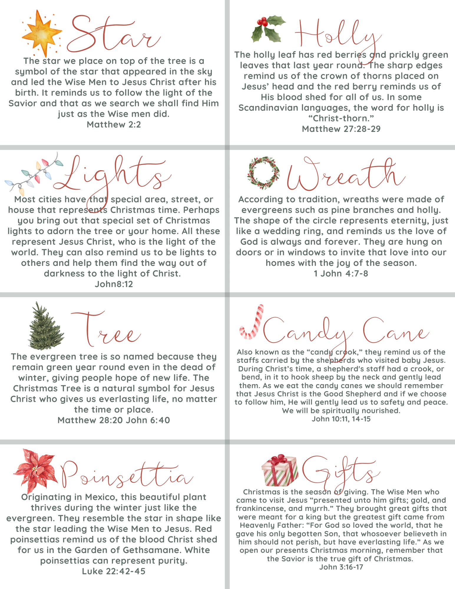 Christmas Symbols Free Printable