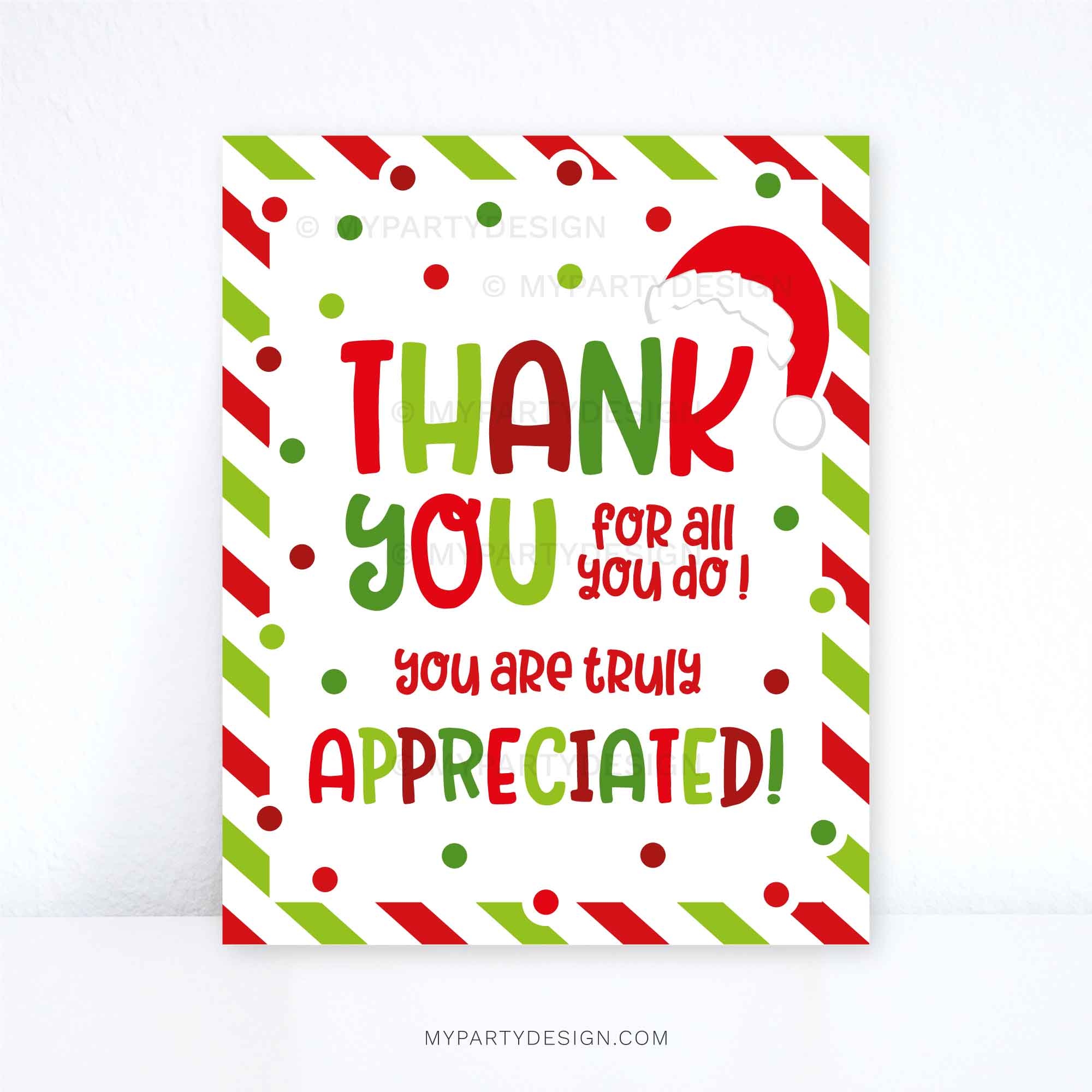 christmas thank you card free printable