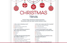 Christmas Trivia Game Printable Holiday