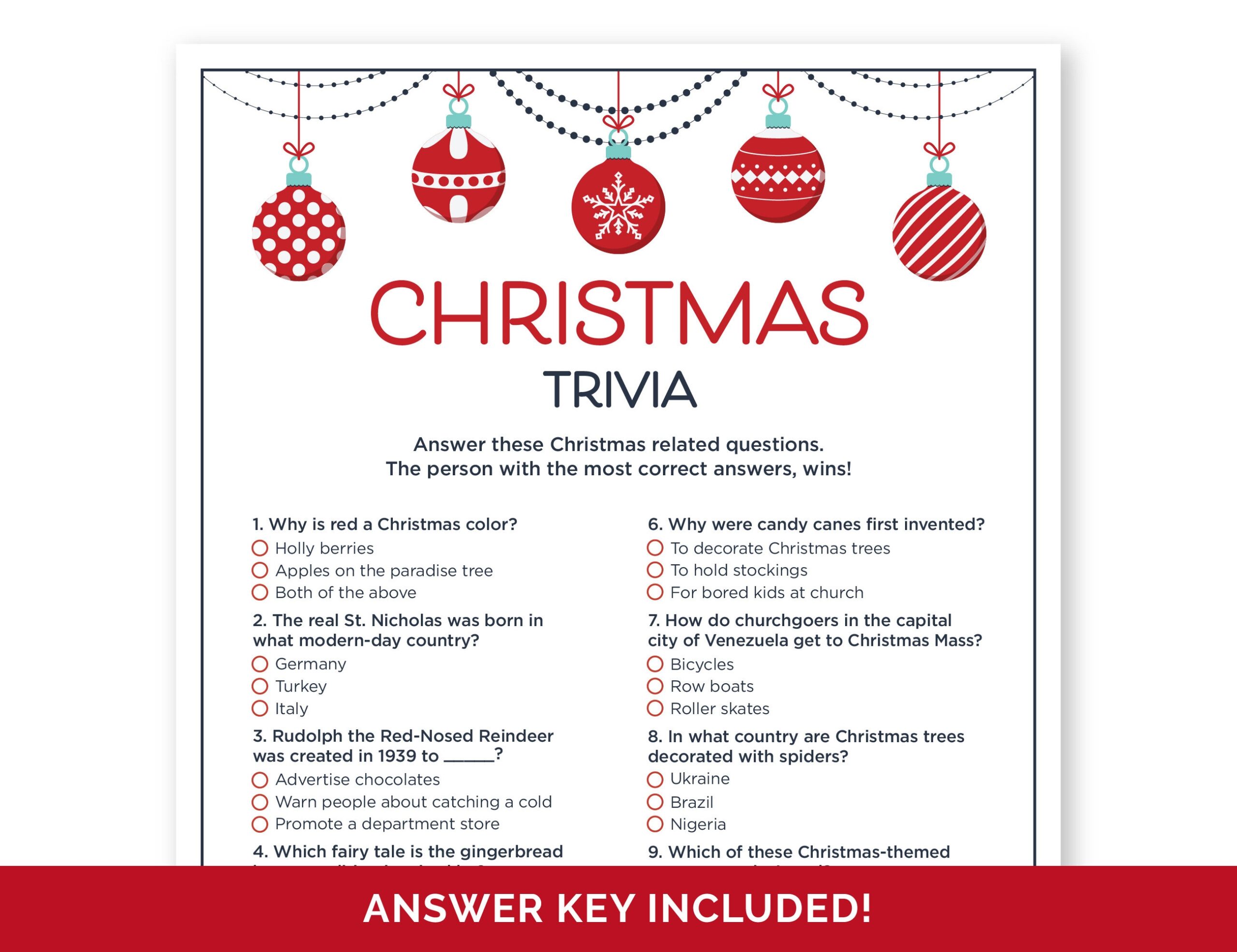 Christmas Trivia Game Printable Holiday Christmas Trivia Game Printable Holiday
