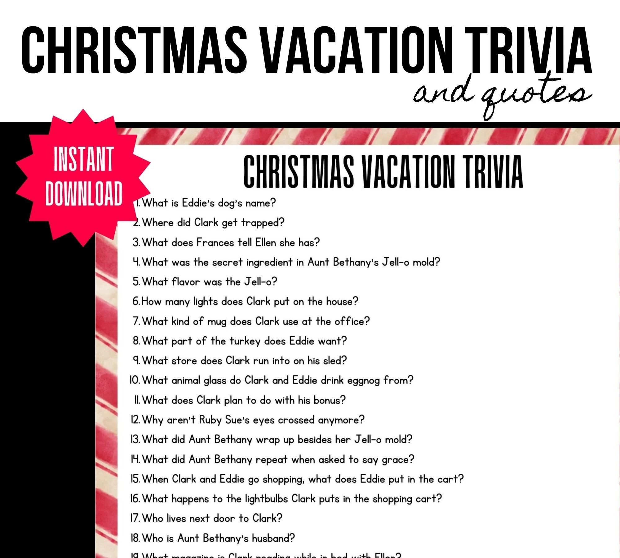 Christmas Vacation Trivia Christmas Christmas Vacation Trivia Christmas