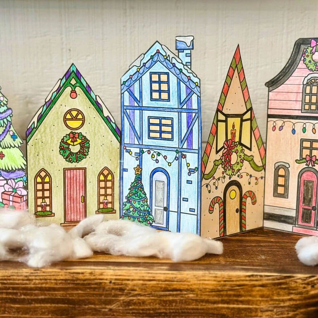 Christmas Village Coloring Craft Christmas Village Coloring Craft