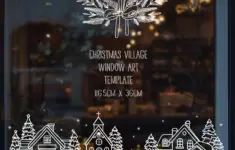 Christmas Village Window Art Template